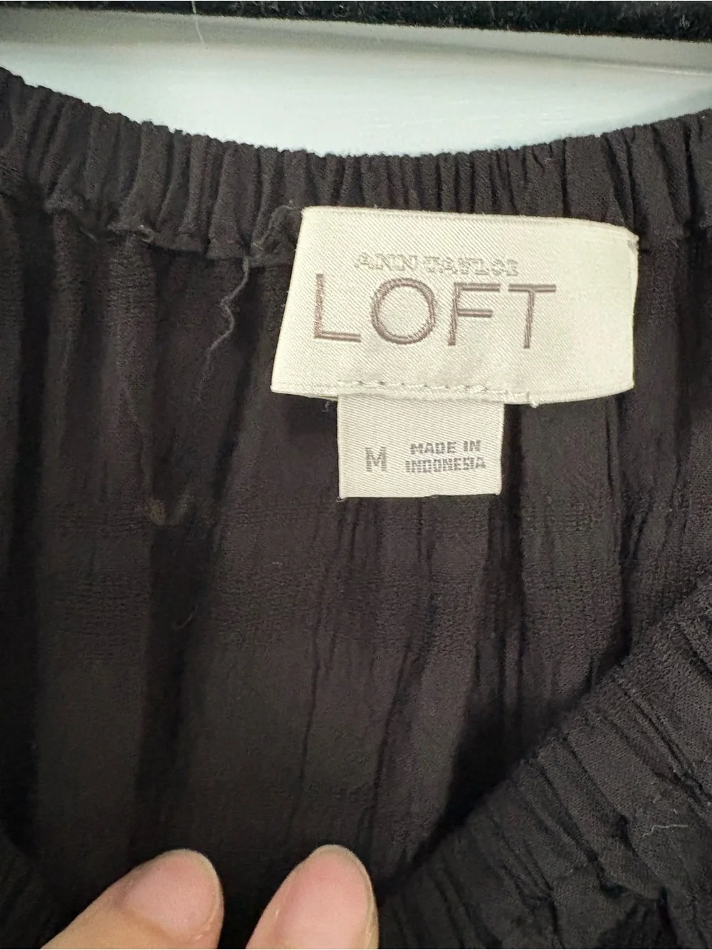 LOFT Black Textured Crinkle Off The Shoulder Blouse Sz M